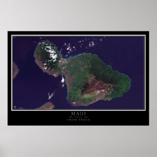 Maui Island Hawaii Satellite Poster Karte