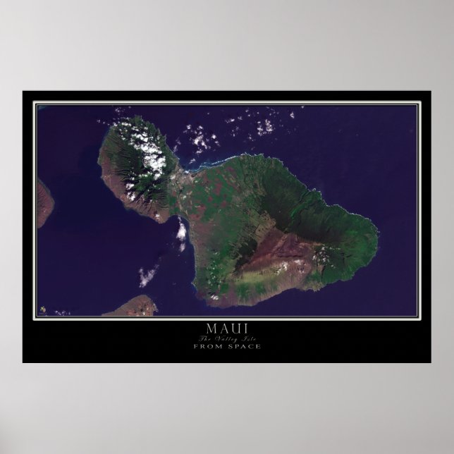 Maui Island Hawaii Satellite Poster Karte (Vorne)