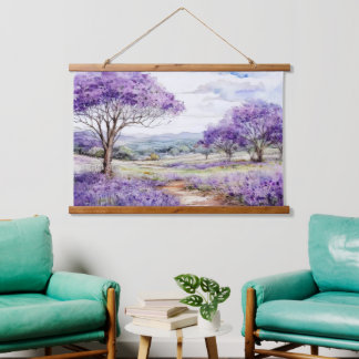 Maui Jacaranda-Bäume Wandteppich Mit Holzrahmen