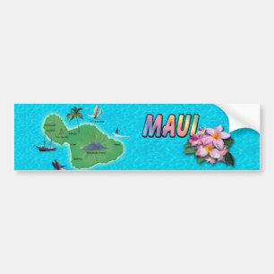 Maui-Karte Autoaufkleber