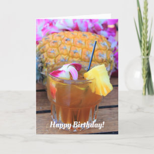 Maui Mai Tai und Ananas zum Geburtstag Karte