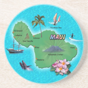 Maui Map Getränkeuntersetzer