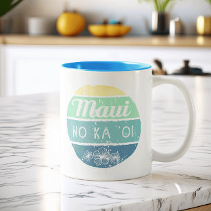 Maui No Ka Oi Vintage Typografie Zweifarbige Tasse