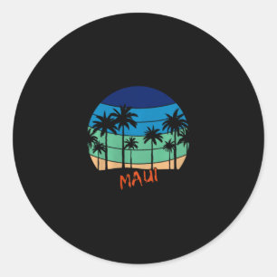 Maui Retro Vintage Sonnenuntergang Strand Design P Runder Aufkleber