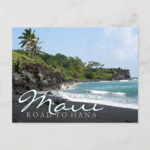 Maui Straße nach Hana schwarzer Sandstrand Text Po Postkarte