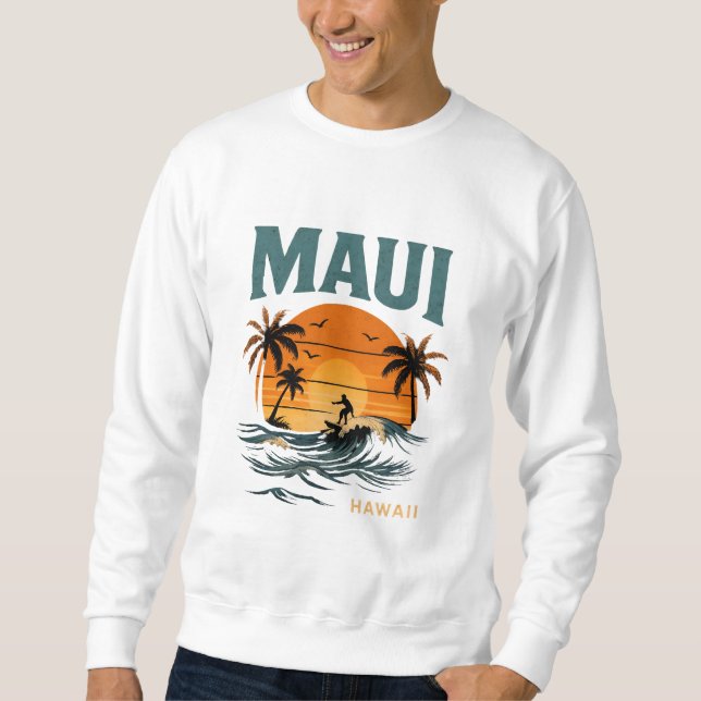 Maui Surf Vibes - Retro Hawaii Sunset Design Sweatshirt (Vorderseite)