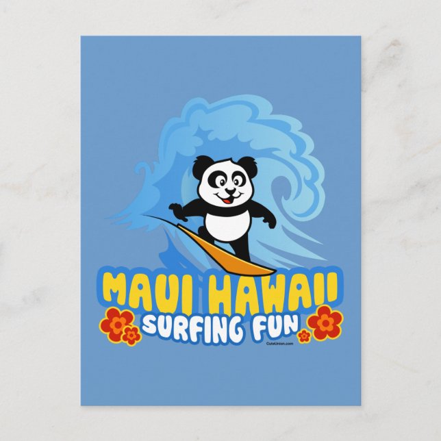 Maui Surfing Panda Postkarte (Vorderseite)
