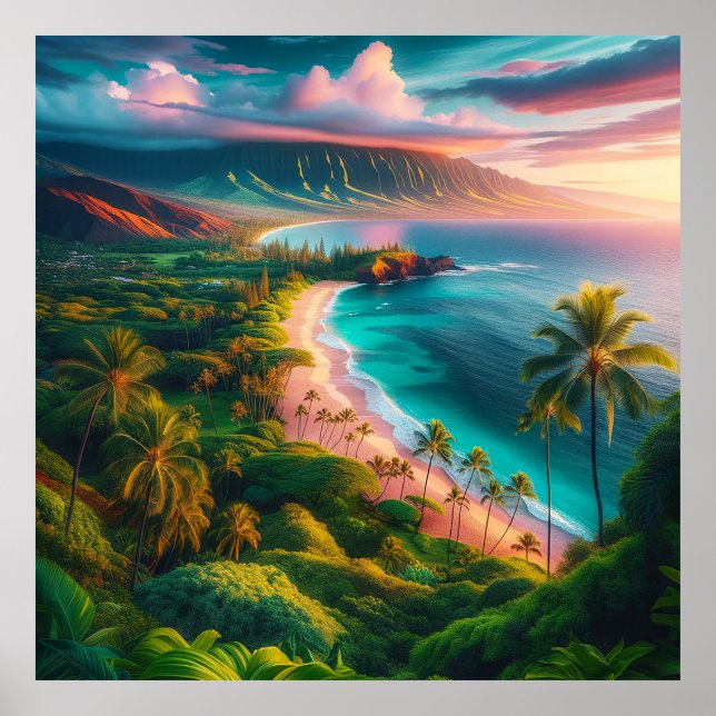 Maui Tropical Hawaiian Island Paradise Poster (Vorne)