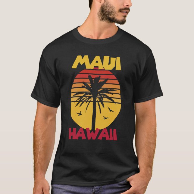 Maui Vacation Hawaii Palmen Beach Surfin T-Shirt (Vorderseite)
