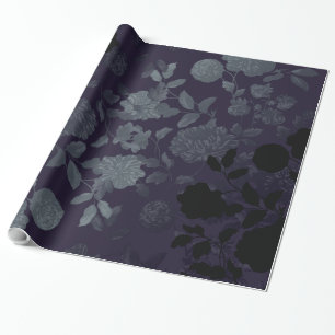 Maulbeer Blau Lila Schwarz Vintage Blumen Toile Geschenkpapier