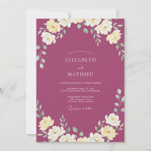 Maulbeer-Creme-Blumenhochzeit Einladung
