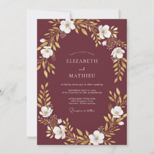Maulbeer-Gold-Magnolie-Hochzeit Einladung