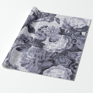 Maulbeer-Ton-Vintage-Blumen-Toile- Stoff Nr. 4 Geschenkpapier