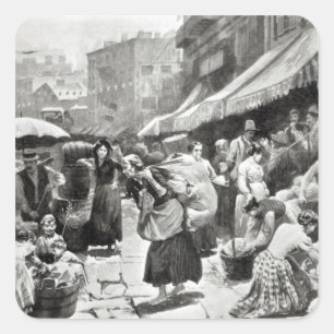 Maulbeerbiegungs-italienische Kolonie in New York Quadratischer Aufkleber