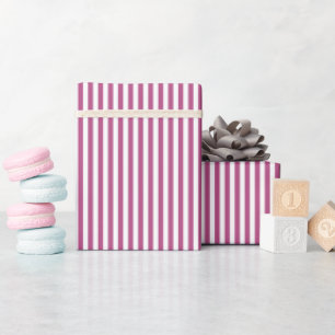 Maulbeere Rosa & Weiße Streifen Geschenkpapier