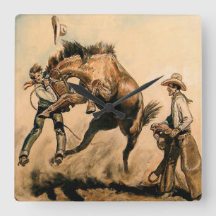 „Maultier“ Western Art von Will James Quadratische Wanduhr