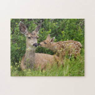 Maultierhirsch mit Kitz Puzzle