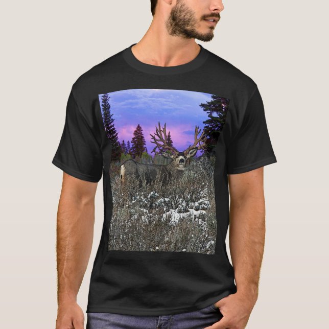 Maultierhirschgewohnheitshintergründe T-Shirt (Vorderseite)