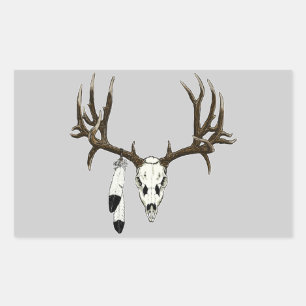 Maultierhirschschädel-Adlerfeder Rechteckiger Aufkleber