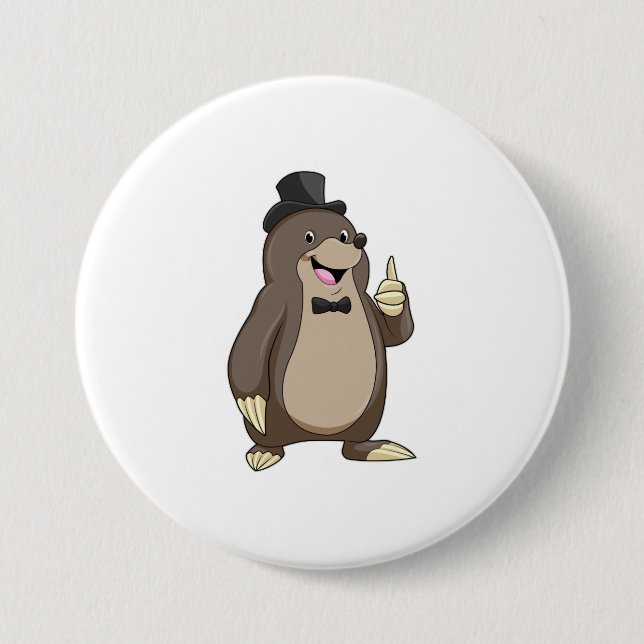 Maulwurf als Bräutigam mit Krawatte Button (Vorderseite)