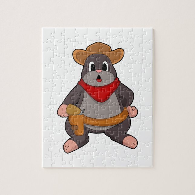 Maulwurf als Cowboy Puzzle (Vertikal)