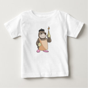 Maulwurf als Maler mit Pinsel Baby T-shirt