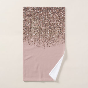 Maulwurf-Blush Rosa Rose Bronze Gold Glitter Glamo Badhandtuch Set