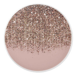 Maulwurf-Blush Rosa Rose Bronze Gold Glitter Glamo Keramikknauf