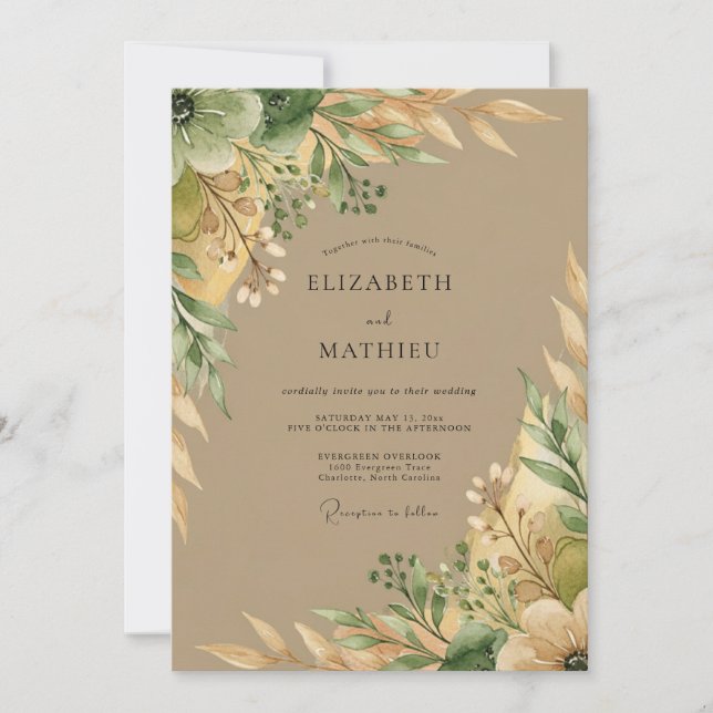 Maulwurf Botanische Hochzeit Einladung (Vorderseite)