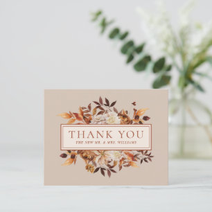 Maulwurf Herbst Terrakotta Blätter Floral Danke sc Karte
