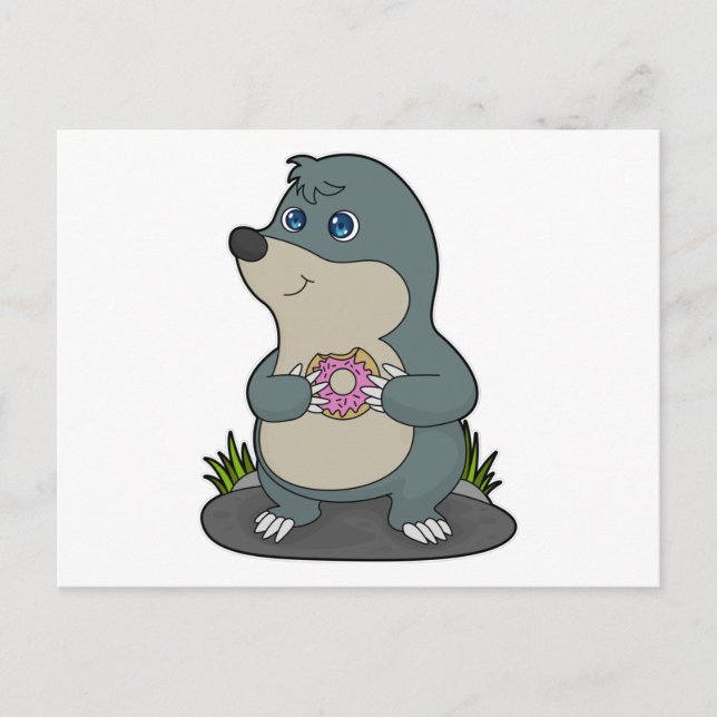 Maulwurf mit Donut Postkarte (Vorderseite)