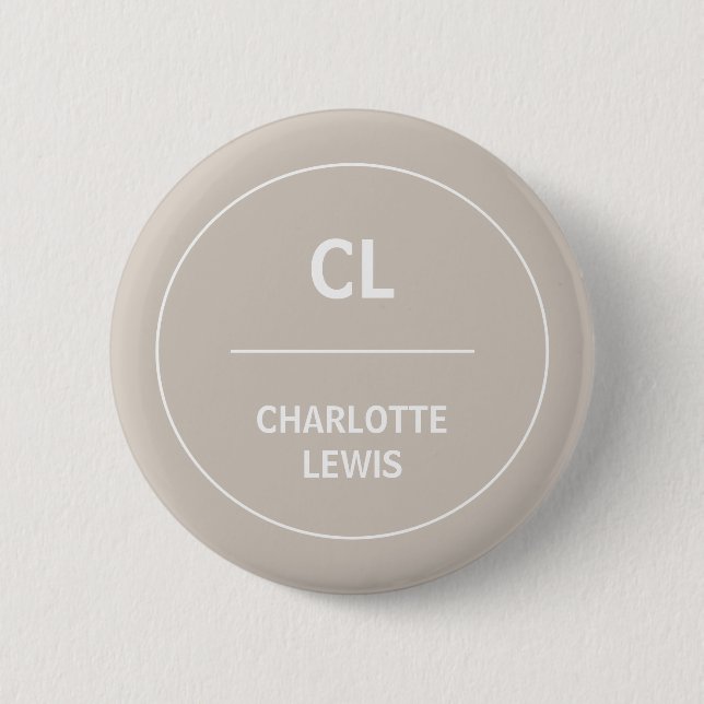 Maulwurf Monogramm Minimal Moderne Natürliche Gest Button (Vorderseite)