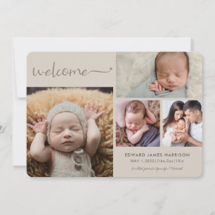 Maulwurf-Neutrale Baby-Ankündigung-Fotocollage-Kar Ankündigung