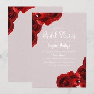 Maulwurfrosafarben rote Aquarellrosen Brautparty Einladung