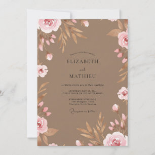 Maulwurfrosé-Blütenblatt-Hochzeit Einladung