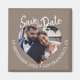 Maulwurfsgraue Foto Moderne Schrift Save-the-Date- Magnet