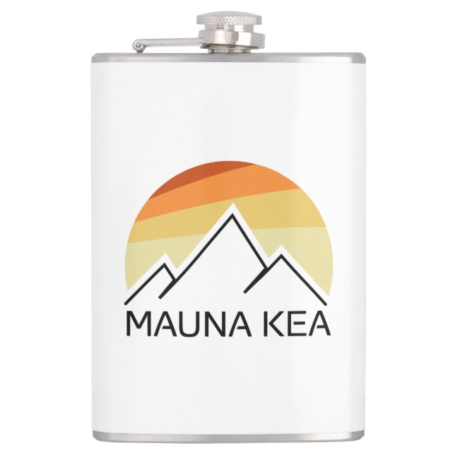 Mauna Kea Hawaii Retro Flachmann (Vorderseite)