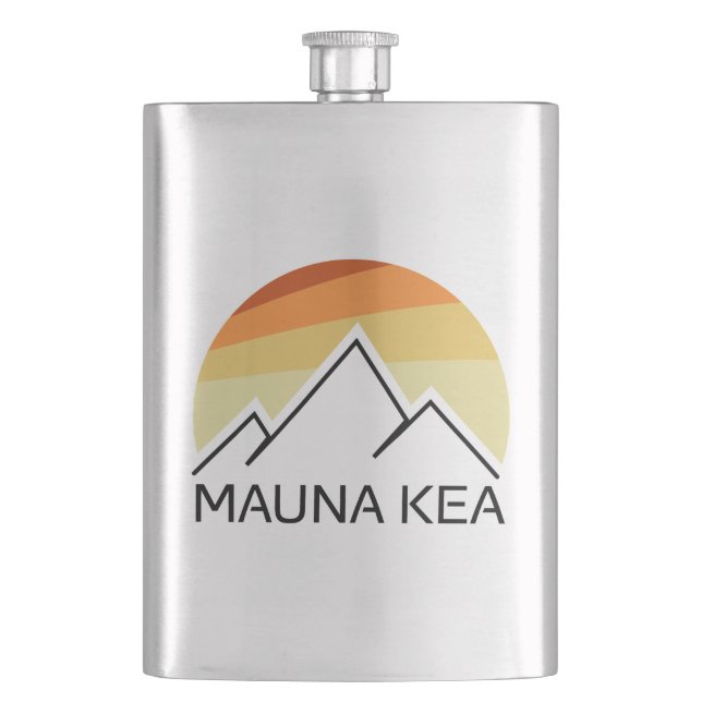 Mauna Kea Hawaii Retro Flachmann (Vorderseite)
