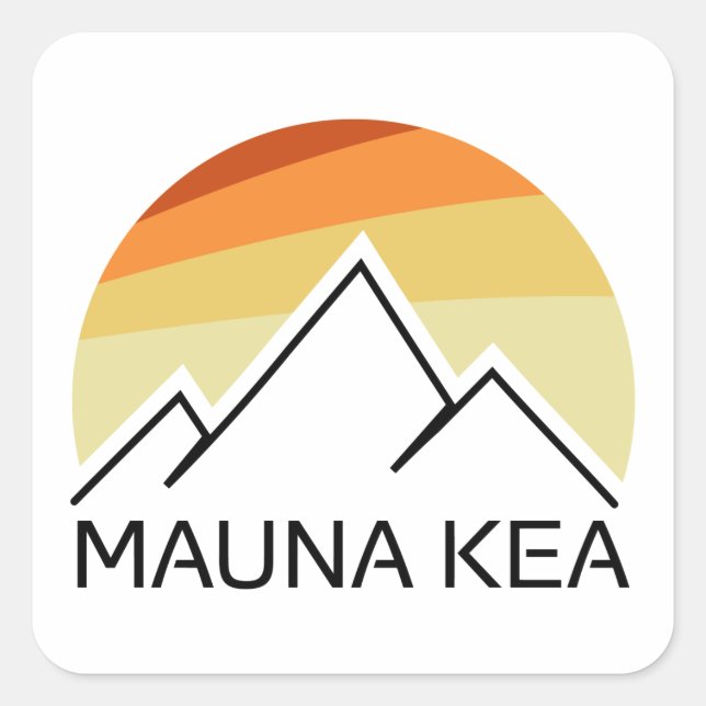 Mauna Kea Hawaii Retro Quadratischer Aufkleber (Vorderseite)
