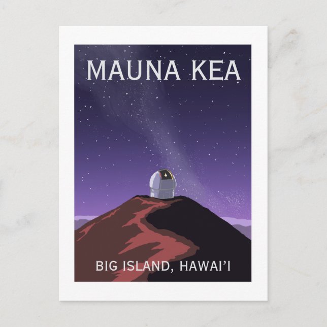 Mauna Kea Observatory Starry Sky Retro Poster  Postkarte (Vorderseite)