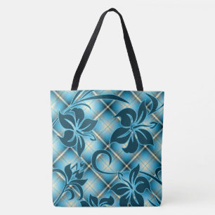 Mauna Loa Hawaiian Hibiskus Kariert Beach Bag