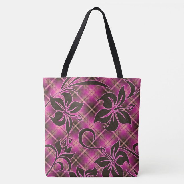Mauna Loa Hawaiian Hibiskus Kariert Beach Bag (Vorderseite)