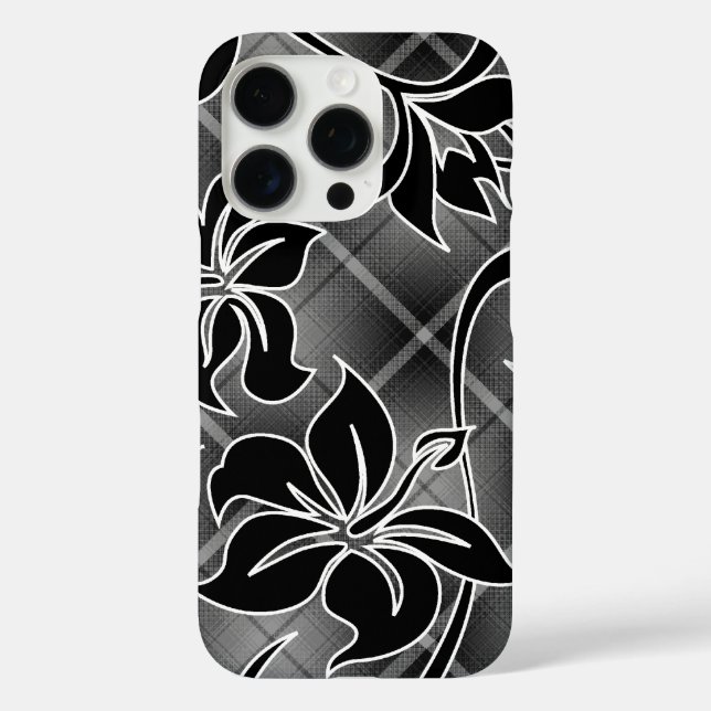 Mauna Loa Hawaiian Hibiskus Kariert Black Case-Mate iPhone Hülle (Rückseite)