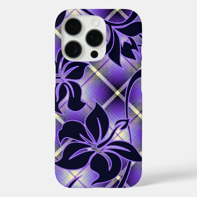 Mauna Loa Hawaiian Hibiskus Kariert Lila Case-Mate iPhone Hülle (Rückseite)