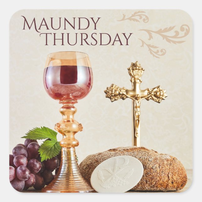 Maundy Thursday Eucharist Chalice Holy Week Quadratischer Aufkleber (Vorderseite)