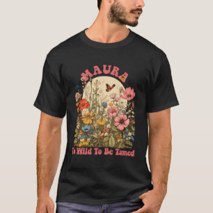Maura Name Niedlich Retro Wildblume Maura Name T-Shirt