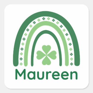 Maureen Name Clover Boho Regenbogen Quadratischer Aufkleber