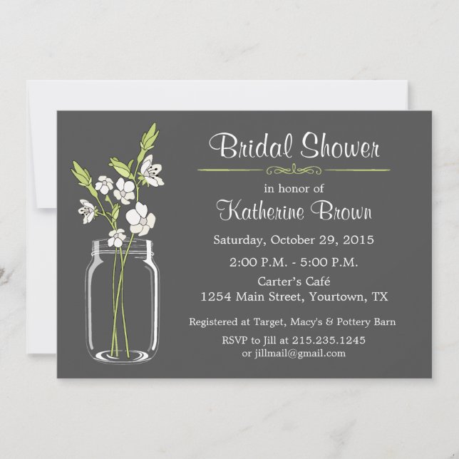 Maurer-Glas-Brautparty-Party Einladung (Vorderseite)