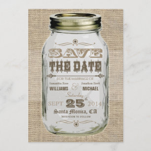 Maurer-Glas-rustikaler Vintager Blick Save the Save The Date