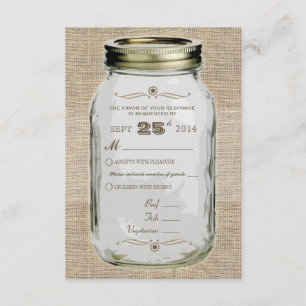 Maurer-Glas-rustikales Vintages Blick-Gewohnheit RSVP Karte